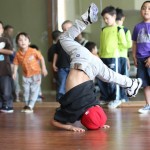 Boy break dancing